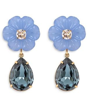 Jennifer Behr Juna Gemstone & Crystal Flower Drop Earrings - Blue