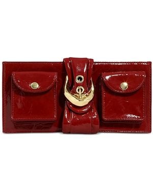 Alexis Patent Leather Buckle Clutch - Red