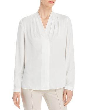 Kobi Halperin Nellie Silk-Blend Pleated Blouse - White