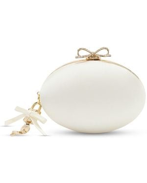 Self-Portrait Mini Satin Oval Clutch - White