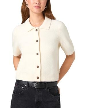French Connection Suzie Knit Short Sleeve Collared Cardigan Sweater - White