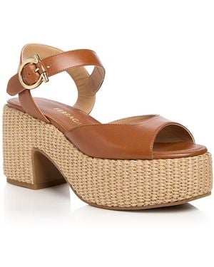Ferragamo Gancini Platform Sandals - Brown