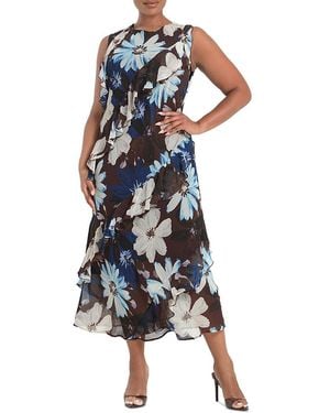 Estelle Aveline Floral Ruffle Dress - Blue
