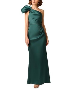 Aidan Mattox One Shoulder Stretch Mikado Gown - Green