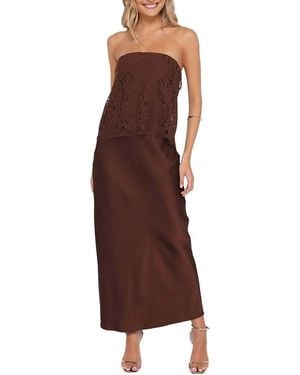 Petal & Pup Lelita Strapless Maxi Dress - Brown