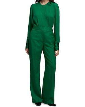 Argent Wool Blend Wide Leg Pants - Green