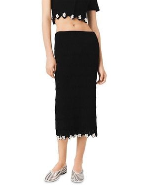 Maje Jipearl Jeweled Flowers Knit Skirt - Black