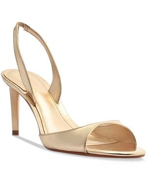 SCHUTZ SHOES Scarlett Sling Mid Leather Slingback Sandals - Metallic