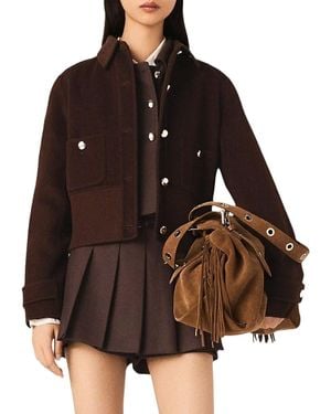 Maje Short Reversible Coat - Brown
