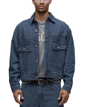 Hudson Jeans Front Yoke Weave Pattern Denim Jacket - Blue