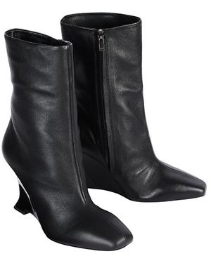 Balmain Wedge Smooth Leather Ankle Boots - Black