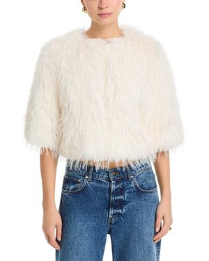 BCBGMAXAZRIA Aspen Faux Fur Shrug - White