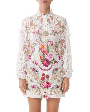 CAMILLA Lace Sleeve Mini Dress - White