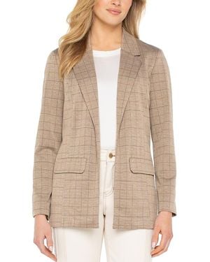 Liverpool Los Angeles Boyfriend Grid Print Blazer - Natural