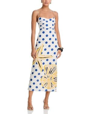 Cala De La Cruz Paloma Linen Midi Dress in Red | Lyst