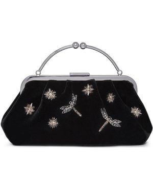 Strathberry Frame Velvet Clutch - Black