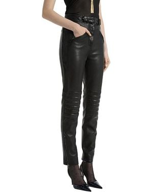 Balmain Lambskin Biker Pants - Black