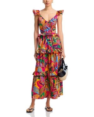 Aqua Ruffled Tiered Maxi Dress