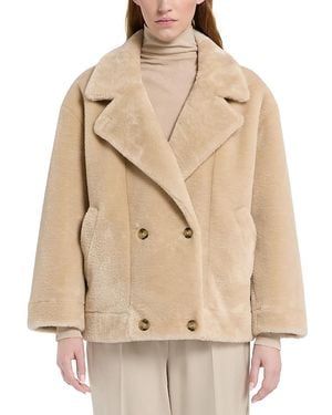 Marella Mllcomma Faux Fur Coat - Natural