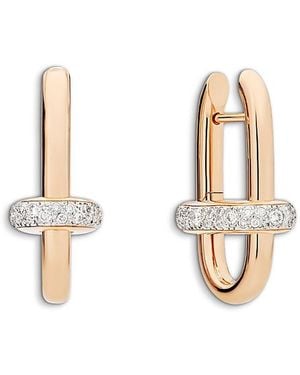 Pomellato 18K Rose Iconica Diamond Oval Hoop Earrings, 0.6 Tcw - White