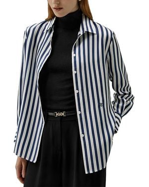 LILYSILK Amalfi Stripe Silk Shirt - Black