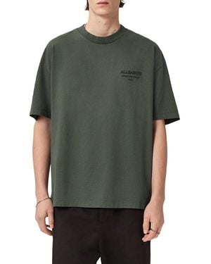 AllSaints Oversized Xander Logo Tee - Green