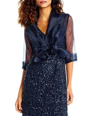 Adrianna Papell Organza Tie Front Wrap Jacket - Blue