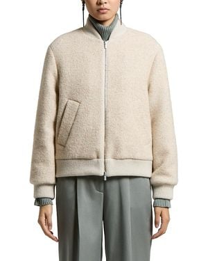 Peserico Wool & Alpaca Boucle Mirco Sequin Bomber Jacket - Natural