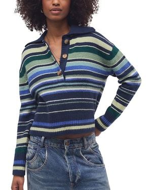 Free People Trading Up Stripe Long Sleeve Sweater - Blue