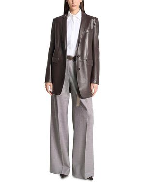Michael Kors Kobi Halperin Leather Boyfriend Blazer - Brown