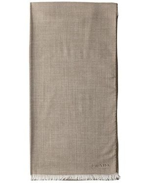 Prada Cashmere, Wool And Silk Scarf - Gray