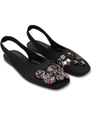 Dries Van Noten Embriodered Slingback Flats - Black