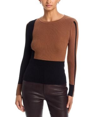 Tahari Color Blocked Crewneck Sweater - Black