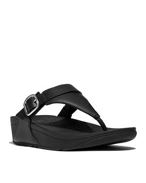 Fitflop Lulu Leather Wedge Sandals - Black