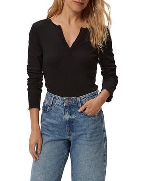 Michael Stars Salem Mixed Placket Henley Tee - Black