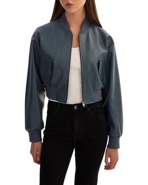 Lamarque Evelin Faux Leather Bomber Jacket - Blue