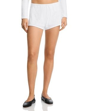 Leset Pointelle Boxer Shorts - White