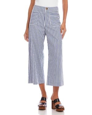 Karen Kane Stripe Cropped Wide Leg Pants - Blue