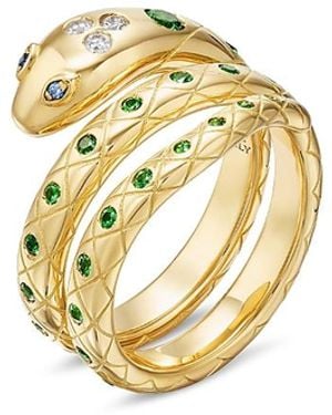 Temple St. Clair 18K Fj Tsavorite, Sapphire, & Diamond Delphi Serpent Wrap Ring - Metallic