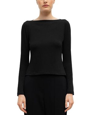 Leset Lauren Boat Neck Long Sleeve Tee - Black