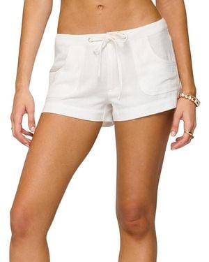 Edikted Hollis Cotton & Linen Shorts - White