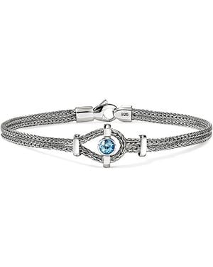 John Hardy Sterling Icon Swiss Topaz Double Woven Link Bracelet - White