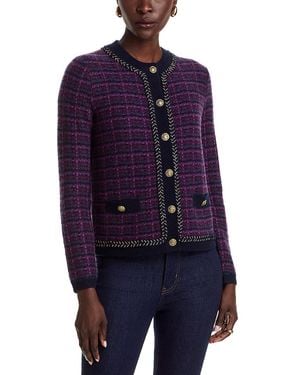 C by Bloomingdale's Cashmere Tweed Crewneck Cardigan - Blue