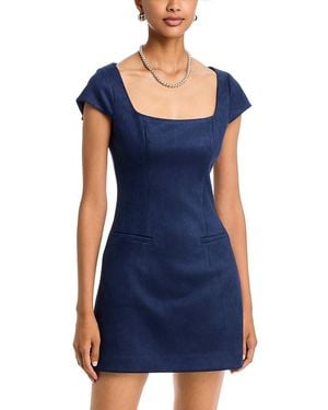 Aqua Faux Suede Cap Sleeve Shift Dress - Blue