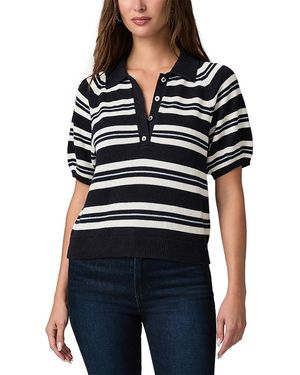 PAIGE Birch Cotton Blend Polo Top - Blue