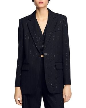 Sandro Sequin Suit Jacket - Blue