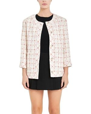 English Factory Tweed Boxy Jacket - White