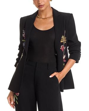 Cinq À Sept Floral Mixed Media Blazer - Black