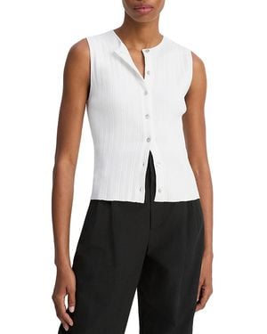 Vince Sleeveless Button Up Sweater - White