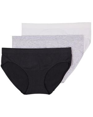 BRABAR Comfy Undies Cotton Stretch Bikini Blk, Gry, Wht 3 Pack - White